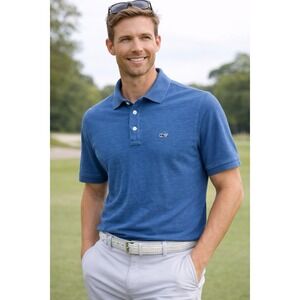 Vineyard Vines Blue Polo Shirt Preppy Coastal Classic Whale Logo Men's XL